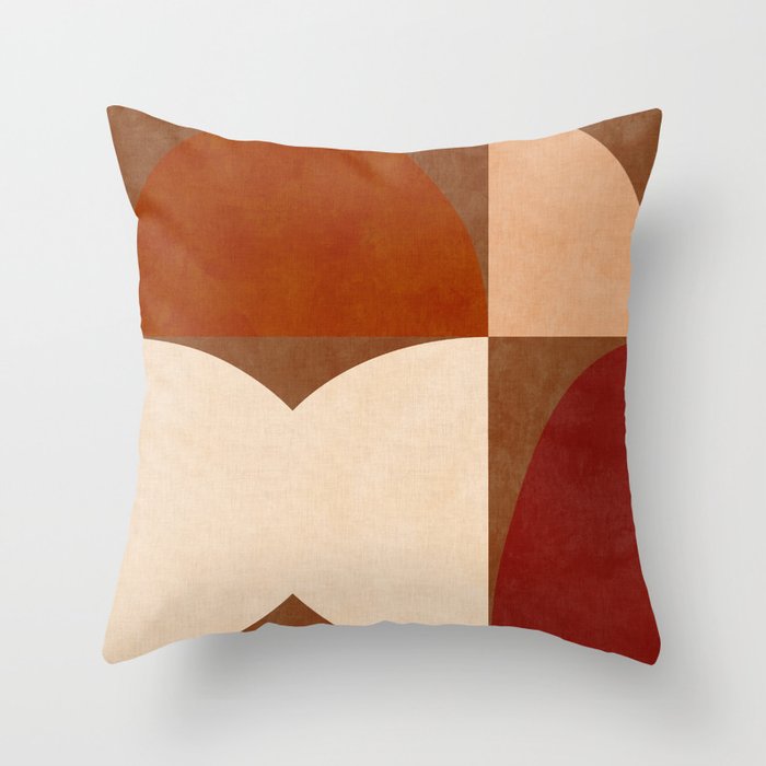 abstract retro shapes earthy 8 Throw Pillow Gallery Image 1