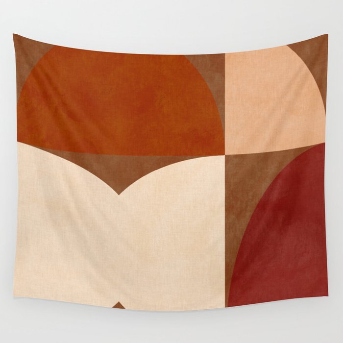abstract retro shapes earthy 8 Wall Tapestry Gallery Image 1