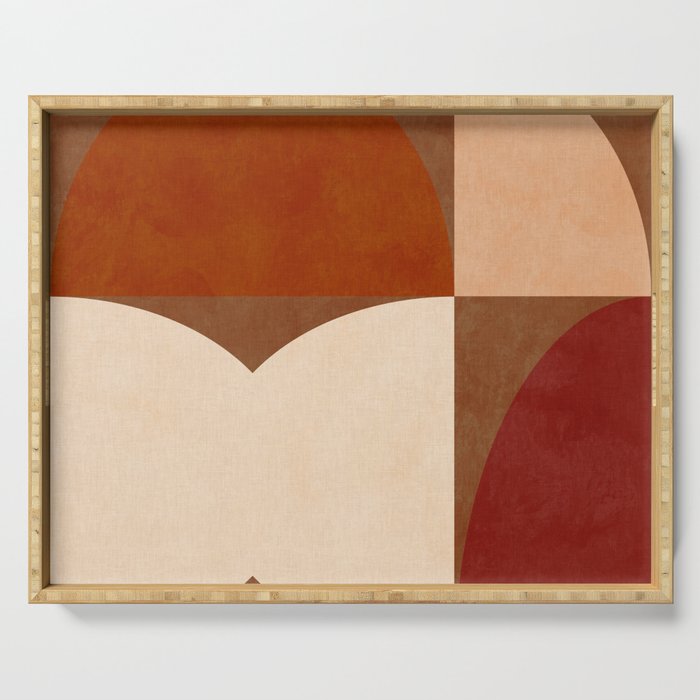 abstract retro shapes earthy 8 Serving Tray Gallery Image 1