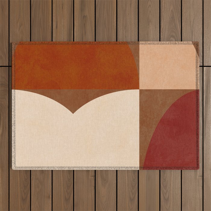 abstract retro shapes earthy 8 Outdoor Rug Gallery Image 1
