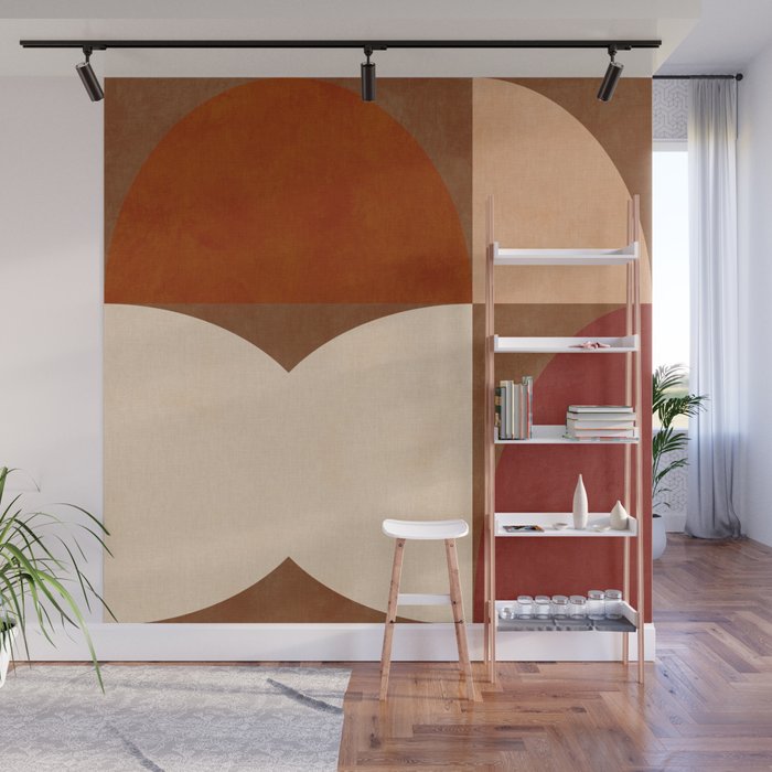 abstract retro shapes earthy 8 Wall Mural Gallery Image 1