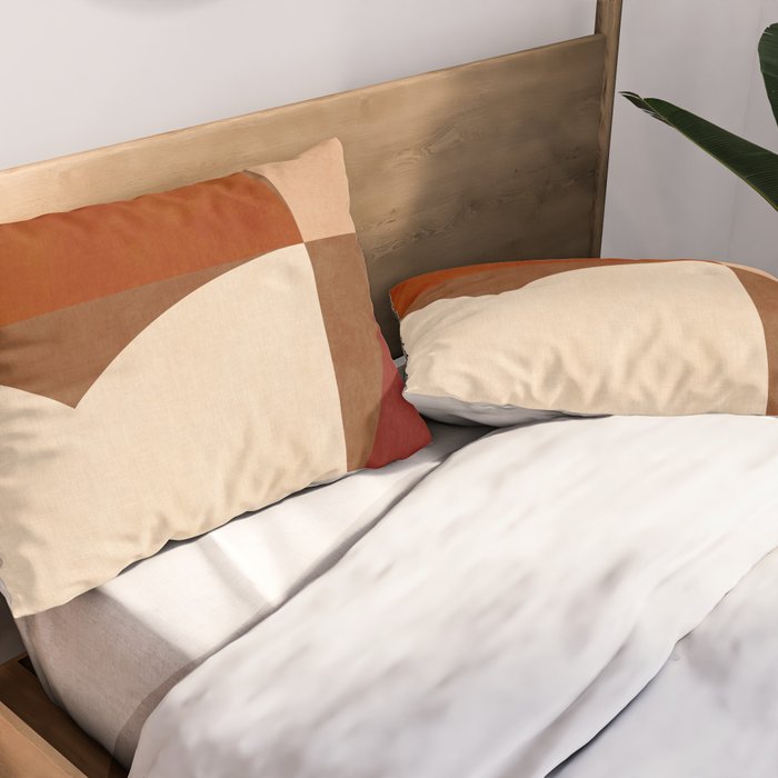abstract retro shapes earthy 8 Pillow Sham Gallery Image 2