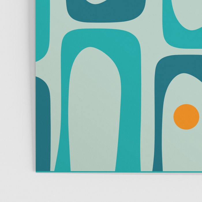Mid Century Modern Piquet Multi Abstract Retro Pattern in Teal Aqua Orange Turquoise Blue Tones Poster Gallery Image 3