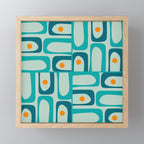 Mid Century Modern Piquet Multi Abstract Retro Pattern in Teal Aqua Orange Turquoise Blue Tones Mini Art Print Gallery Image 1