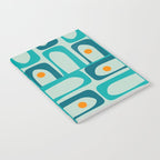 Mid Century Modern Piquet Multi Abstract Retro Pattern in Teal Aqua Orange Turquoise Blue Tones Notebook Gallery Image 2