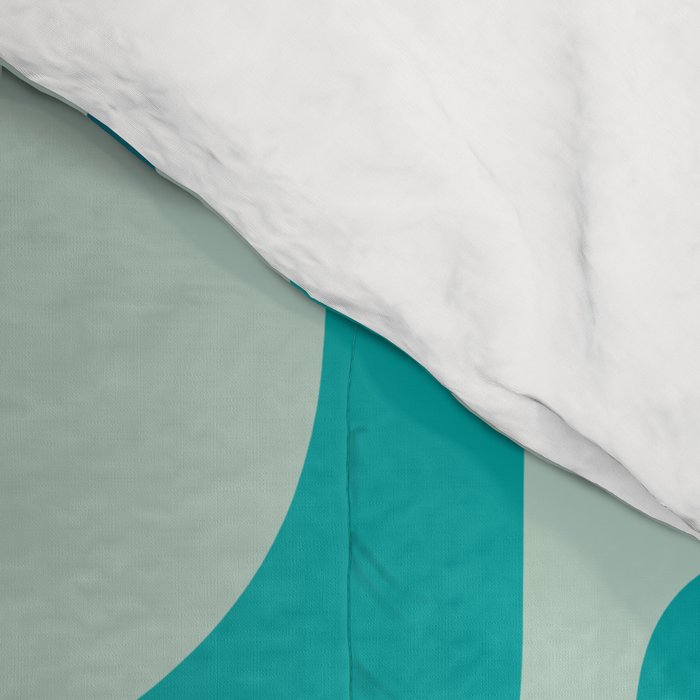 Mid Century Modern Piquet Multi Abstract Retro Pattern in Teal Aqua Orange Turquoise Blue Tones Comforter Gallery Image 4