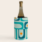 Mid Century Modern Piquet Multi Abstract Retro Pattern in Teal Aqua Orange Turquoise Blue Tones Wine Chiller Gallery Image 2