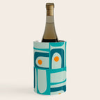 Mid Century Modern Piquet Multi Abstract Retro Pattern in Teal Aqua Orange Turquoise Blue Tones Wine Chiller Gallery Image 1