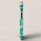Mid Century Modern Piquet Multi Abstract Retro Pattern in Teal Aqua Orange Turquoise Blue Tones iPhone Case Gallery Image 2