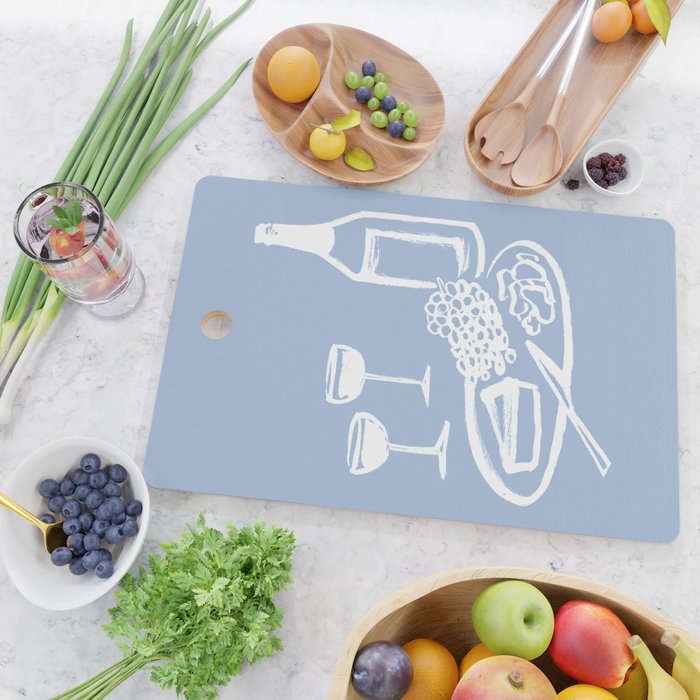 Wine and Cheese Aperitivo - on Pastel Blue Cutting Board Gallery Image 2