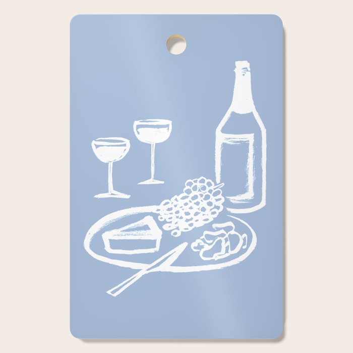 Wine and Cheese Aperitivo - on Pastel Blue Cutting Board Gallery Image 1