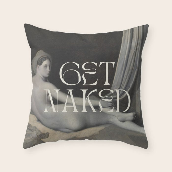 Get Naked Throw Pillow Gallery Image 1