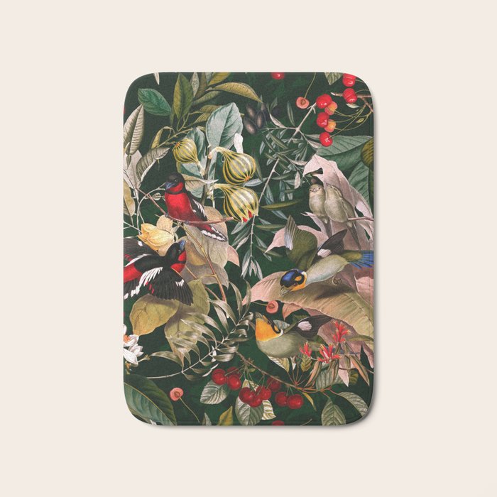Floral and Birds XXV Bath Mat Gallery Image 1