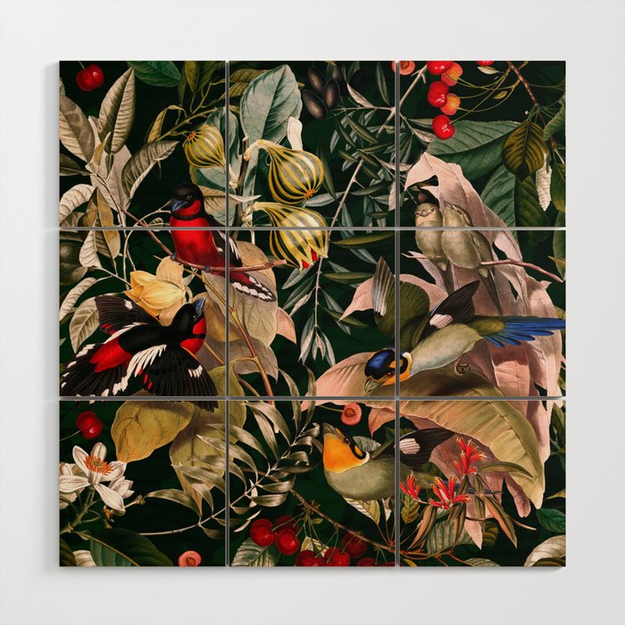 Floral and Birds XXV Wood Wall Art Gallery Image 1