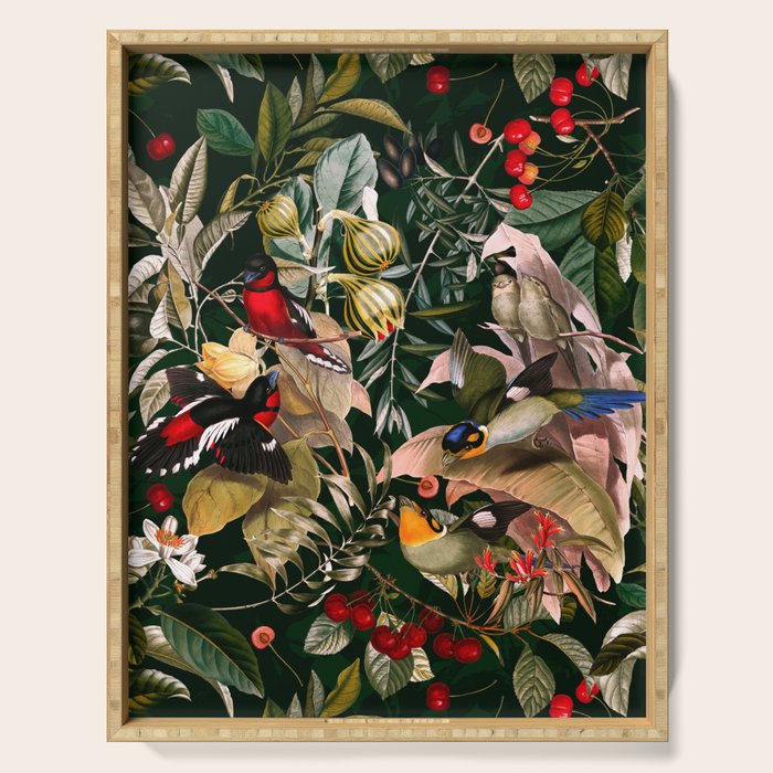 Floral and Birds XXV Serving Tray Gallery Image 1