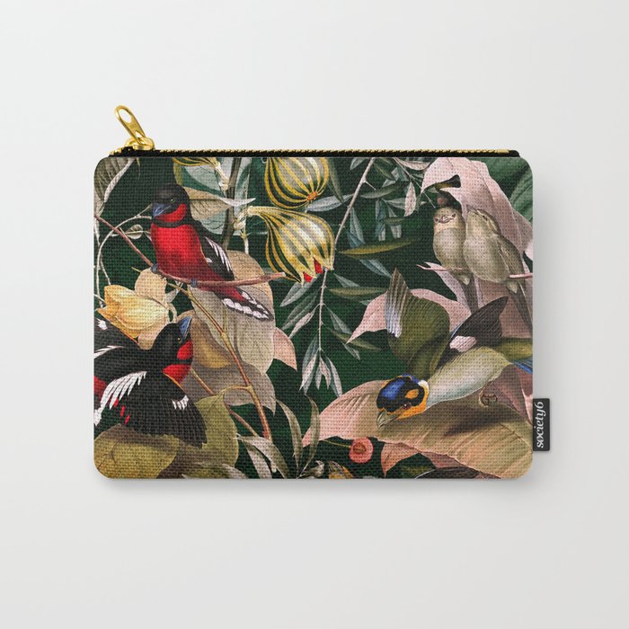 Floral and Birds XXV Carry All Pouch Gallery Image 1