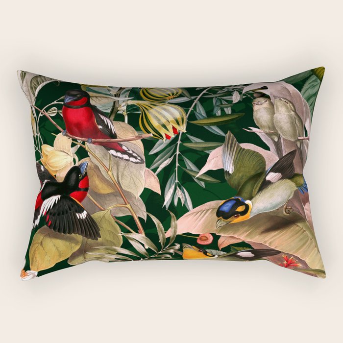Floral and Birds XXV Rectangular Pillow Gallery Image 2
