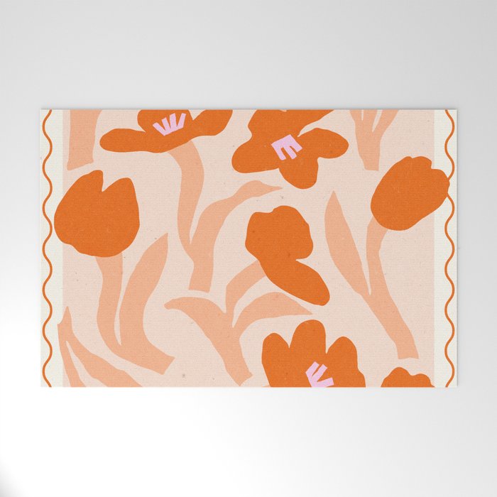 Tulips flower art. Cottagecore aesthetic  Welcome Mat