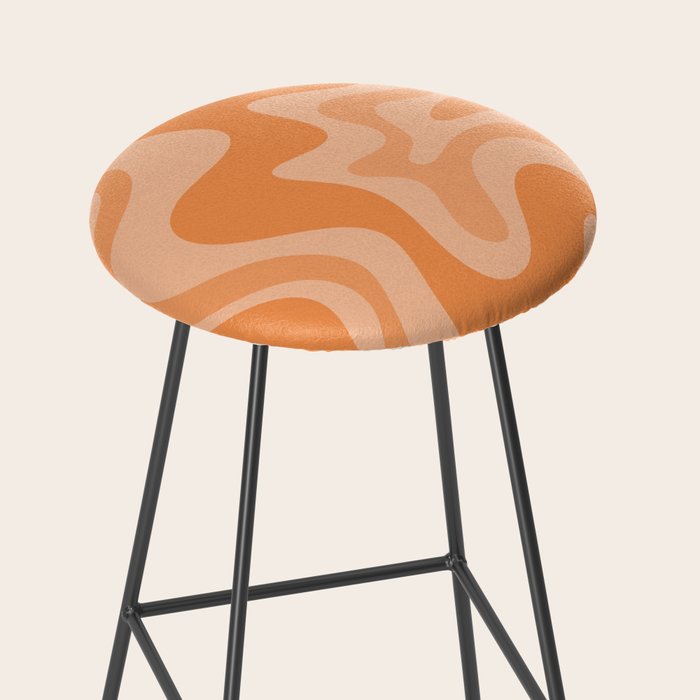 Retro Liquid Swirl Abstract Pattern in Muted Apricot Orange Stool Gallery Image 2