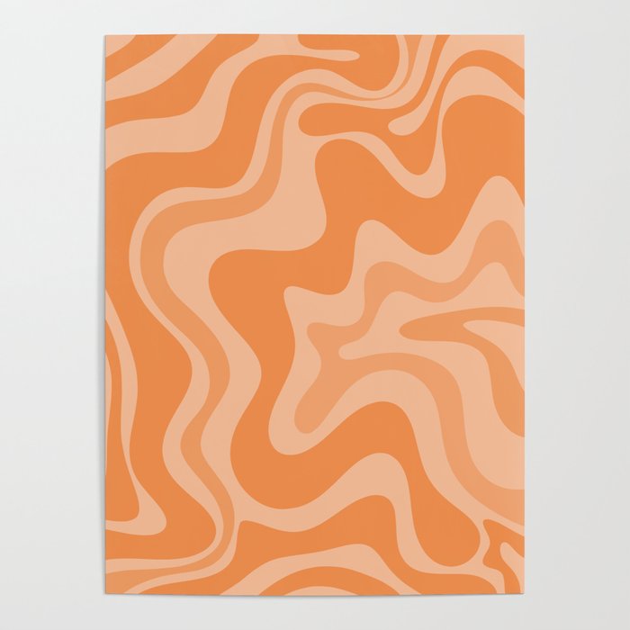 Retro Liquid Swirl Abstract Pattern in Muted Apricot Orange Poster Gallery Image 4