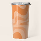 Retro Liquid Swirl Abstract Pattern in Muted Apricot Orange Travel Mug Gallery Image 2