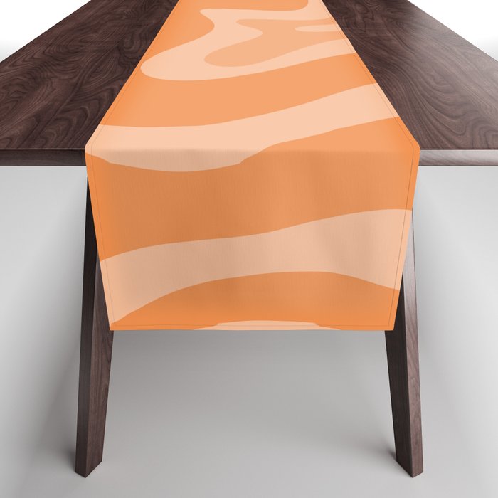 Retro Liquid Swirl Abstract Pattern in Muted Apricot Orange Table Runner Gallery Image 1