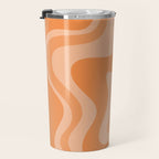 Retro Liquid Swirl Abstract Pattern in Muted Apricot Orange Travel Mug Gallery Image 3