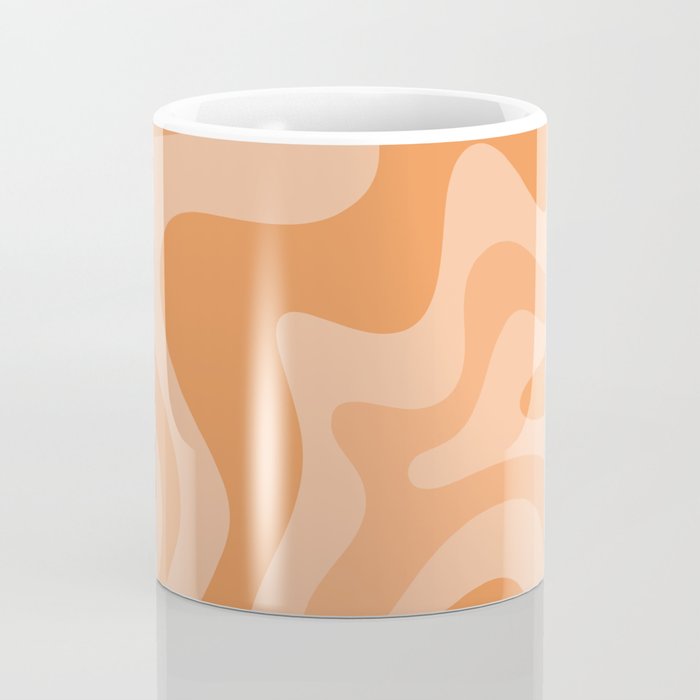 Retro Liquid Swirl Abstract Pattern in Muted Apricot Orange Coffee Mug Gallery Image 4