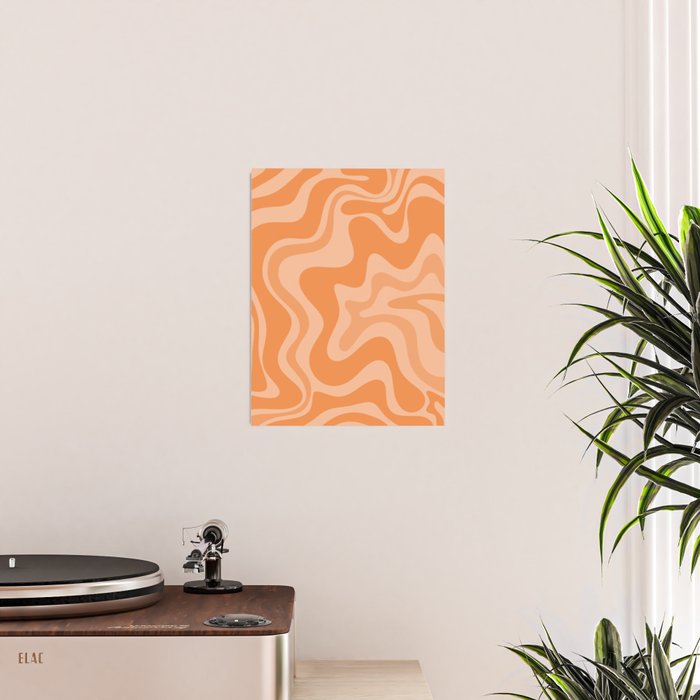 Retro Liquid Swirl Abstract Pattern in Muted Apricot Orange Poster Gallery Image 2