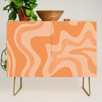 Retro Liquid Swirl Abstract Pattern in Muted Apricot Orange Credenza Gallery Image 1