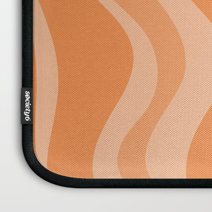 Retro Liquid Swirl Abstract Pattern in Muted Apricot Orange Laptop Sleeve Gallery Image 3