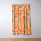 Retro Liquid Swirl Abstract Pattern in Muted Apricot Orange Window Curtain Gallery Image 3