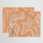 Retro Liquid Swirl Abstract Pattern in Muted Apricot Orange Placemat Gallery Image 1