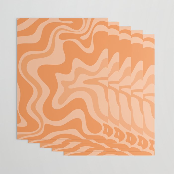 Retro Liquid Swirl Abstract Pattern in Muted Apricot Orange Wrapping Paper Gallery Image 3