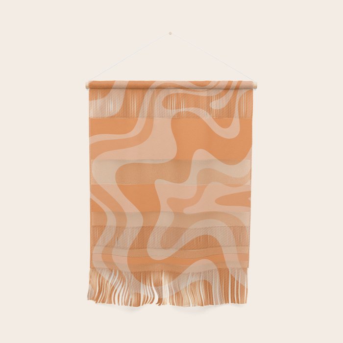 Retro Liquid Swirl Abstract Pattern in Muted Apricot Orange Wall Hanging Gallery Image 1