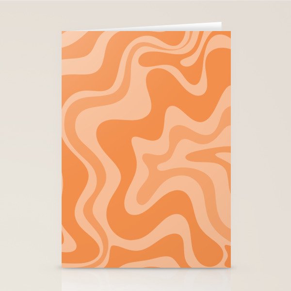 Retro Liquid Swirl Abstract Pattern in Muted Apricot Orange Stationery Card Gallery Image 2