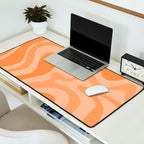 Retro Liquid Swirl Abstract Pattern in Muted Apricot Orange Desk Mat Gallery Image 2