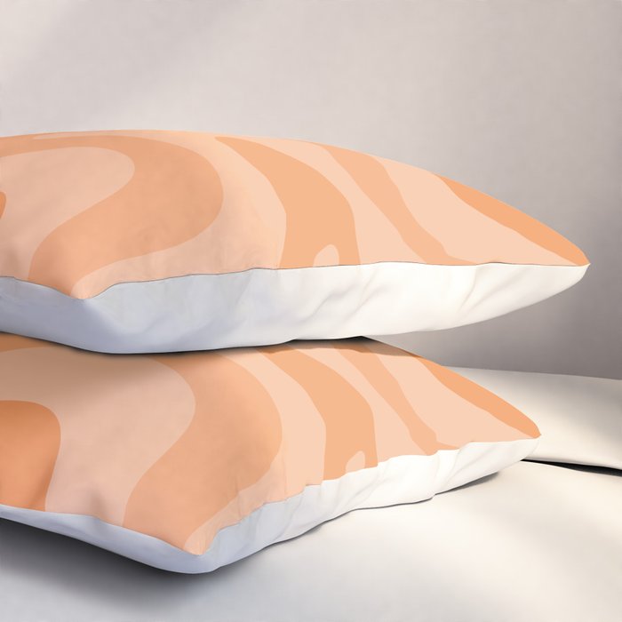 Retro Liquid Swirl Abstract Pattern in Muted Apricot Orange Pillow Sham Gallery Image 3