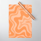 Retro Liquid Swirl Abstract Pattern in Muted Apricot Orange Wrapping Paper Gallery Image 1