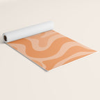Retro Liquid Swirl Abstract Pattern in Muted Apricot Orange Yoga Mat Gallery Image 2