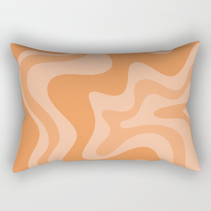 Retro Liquid Swirl Abstract Pattern in Muted Apricot Orange Rectangular Pillow Gallery Image 1