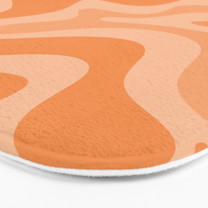 Retro Liquid Swirl Abstract Pattern in Muted Apricot Orange Bath Mat Gallery Image 3