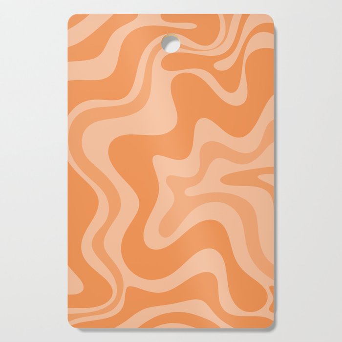 Retro Liquid Swirl Abstract Pattern in Muted Apricot Orange Cutting Board Gallery Image 1