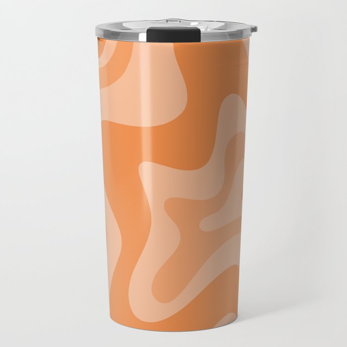 Retro Liquid Swirl Abstract Pattern in Muted Apricot Orange Travel Mug Gallery Image 1