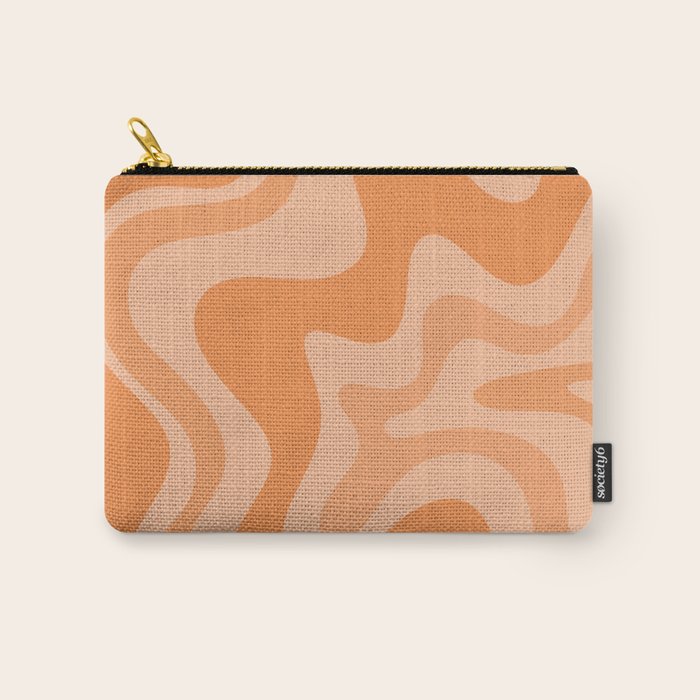 Retro Liquid Swirl Abstract Pattern in Muted Apricot Orange Carry All Pouch Gallery Image 1