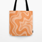 Retro Liquid Swirl Abstract Pattern in Muted Apricot Orange Tote Bag Gallery Image 1