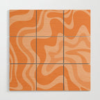 Retro Liquid Swirl Abstract Pattern in Muted Apricot Orange Wood Wall Art Gallery Image 1