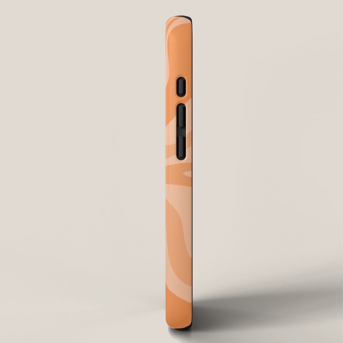 Retro Liquid Swirl Abstract Pattern in Muted Apricot Orange iPhone Case Gallery Image 2