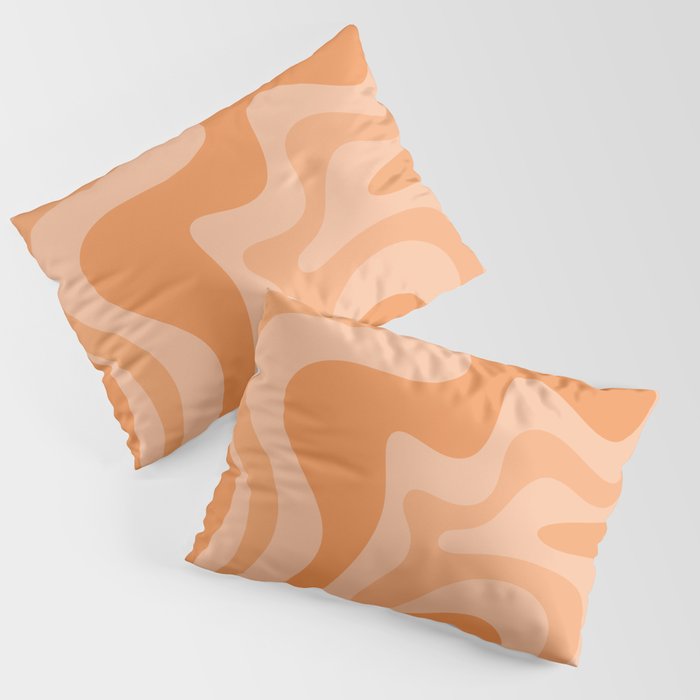 Retro Liquid Swirl Abstract Pattern in Muted Apricot Orange Pillow Sham Gallery Image 1