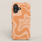 Retro Liquid Swirl Abstract Pattern in Muted Apricot Orange iPhone Case Gallery Image 1